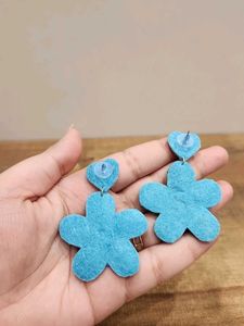 Turquoise Beaded Flower Heart Earrings