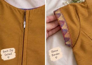 Elegant Mustard Yellow Blouse with Floral Border