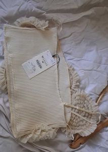 Zara off white floral embellished top