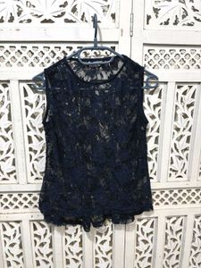 💝Navy Lace Sleeveless Top C
