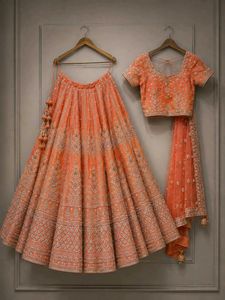 Ornate Orange dabka Lehenga