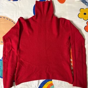 Chic Red Turtleneck Top