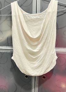 White Cowl Neck Top