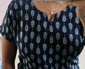Stylish Navy Blue Printed Kurta