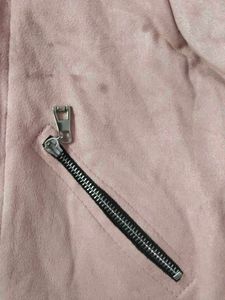Pink Faux Suede Moto Jacket