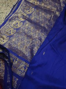 Elegant Royal Blue Saree with Gold Border