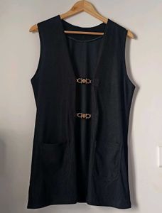 Sleeveless Vest with Buckle Detail