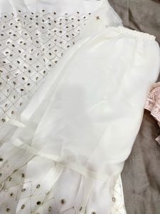 Elegant White Mirror Work Kurta Set