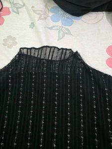 Sheer Mock Neck Long Sleeve Top