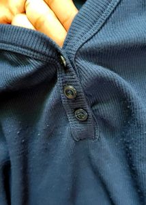 Navy Blue Henley Long Sleeve Top