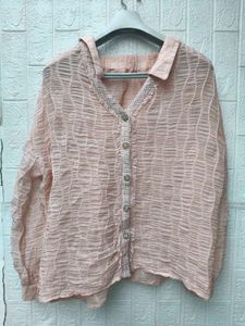 New with tag Chic Crinkle Textured Button-Up Top
