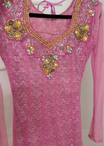 Elegant Pink Embellished Indian Outfit