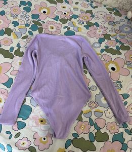 Original H&amp;M Lavender Ribbed Bodysuit Top | Size S