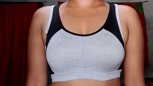 Comfortable Grey & Black Sports Bra