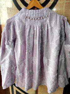 Lavender Top with Pearls