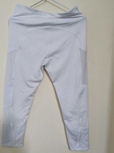 White Mesh Panel Capri for gym and yoga