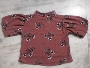 Stylish Floral Print Peach Top