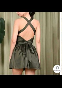 Olive Green Halter Neck Mini Dress