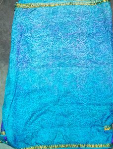 Vantage  Blue Saree with Pink Border