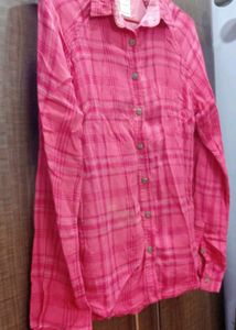 Beautiful Pink Check Shirt For Girls