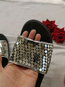 Stylish Slippers: Pink &amp; Silver slippers