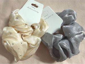 Set of 2 Satin Rhinestone Scrunchies(brand new)