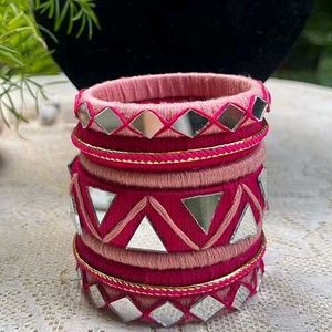 Embroidered Mirror Work Bangles Set💗