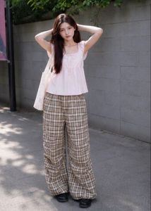 Plaid Wide Leg Pants