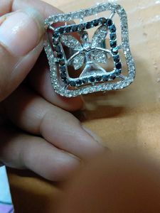 Sparkling Butterfly Ring adjustable &amp; rubber