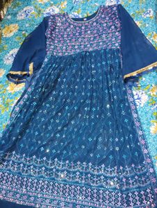 Stunning Blue Embroidered Kurta Set