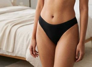 Black Lace Trim Thong
