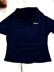 Navy Long Sleeve Mock Neck Top