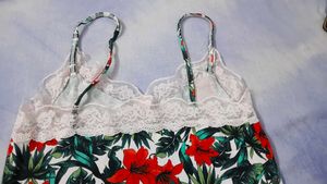 Floral Cami Top with Lace Trim