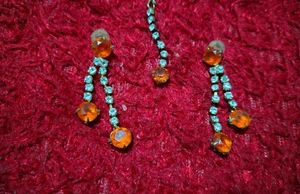 Stunning Orange &amp; Crystal Jewellery Set
