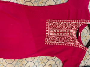 Embroidered Pink Kurta