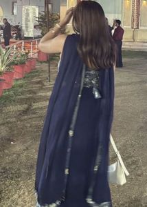 diwali Designer Blue Floral Crop Top &amp; Skirt