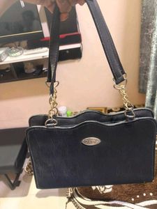 Black Zara Handbag with Chain Detail