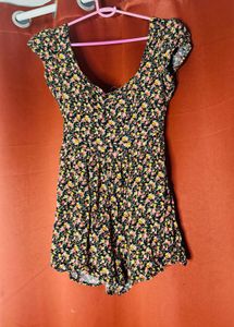 Cute Floral Print Mini Dress