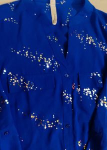 Sparkly Blue Button-Up Shirt