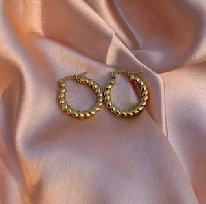 Gold Twisted Hoop Antiturnish Earrings