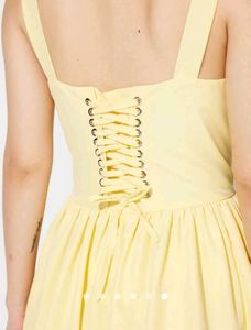 Savana Yellow Lace-Up Mini Dress