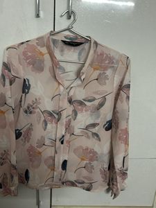 Sheer Floral Print Blouse