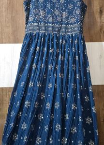 Elegant Blue Embroidered Ethnic Gown