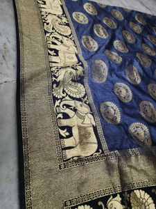 heavy quality pattu Saree with Elephant Motif