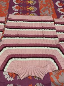 Striped Knit Turtleneck Sweater