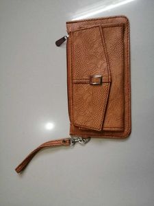 Stylish Brown Leather Wallet with Strap