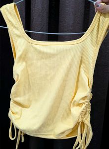 Yellow Ruched Tank Top
