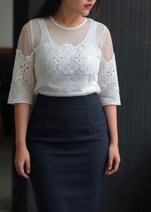 Sheer Lace Sleeve Top/Blouse