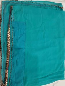 Teal Dupatta with Embellished Border