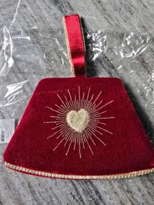 Elegant Red Velvet Clutch with Heart Design